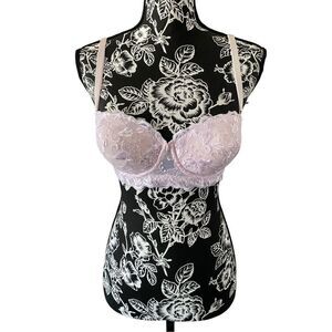 Donna Loren 36C Lace Padded Push Up Bra Boost Sexy Coquette